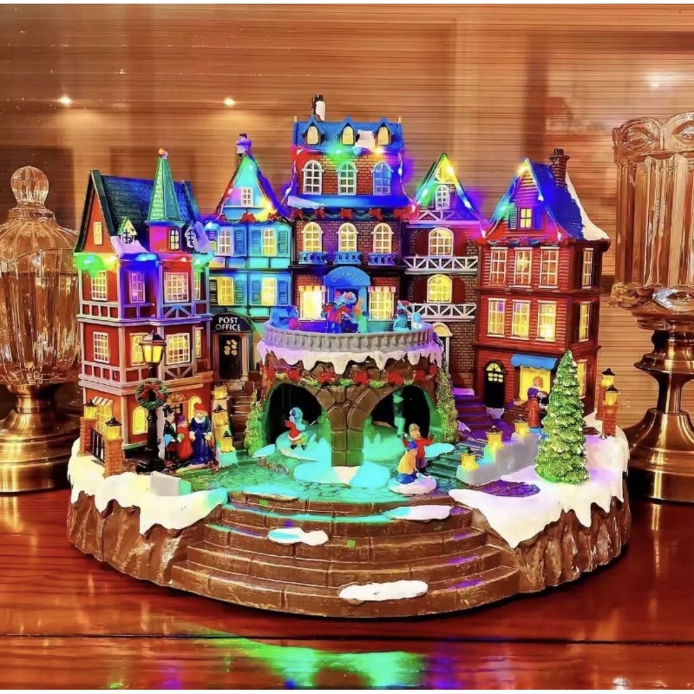 Christmas Village House Large Colorful LED Lights Animated Musical